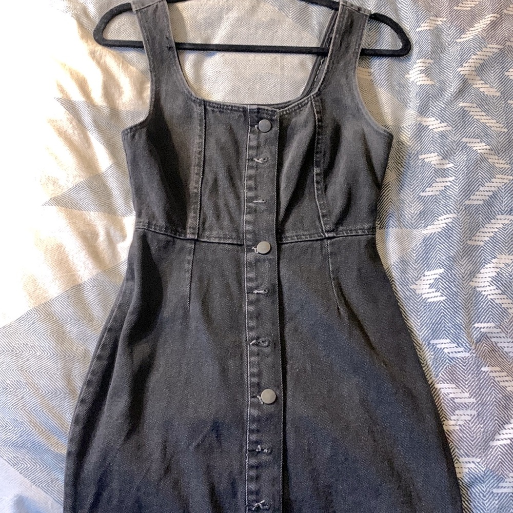 Urban Outfitters size 0 denim black wash button down minidress
